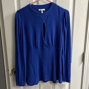 Blue keyhole sweater